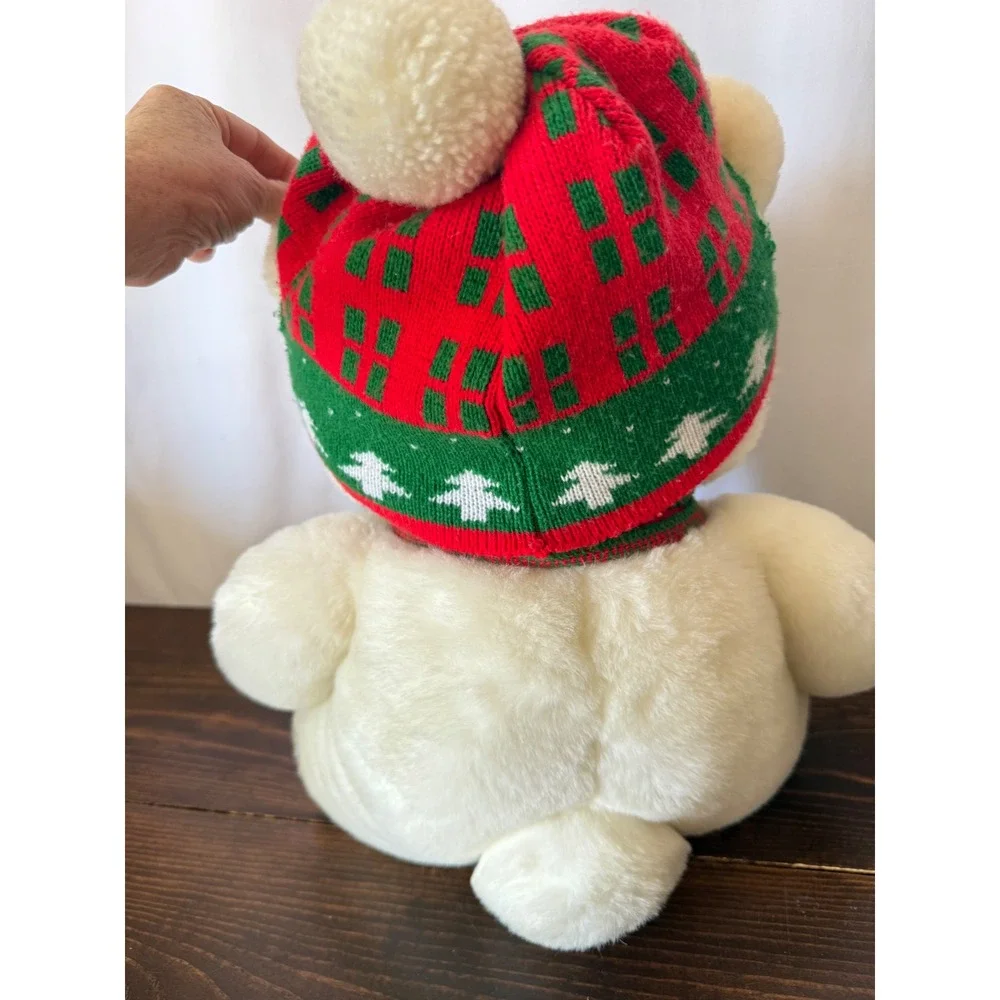 Vintage 1986 Dayton Hudson Santabear Plush White Polar Bear Hat Scarf 17 inch